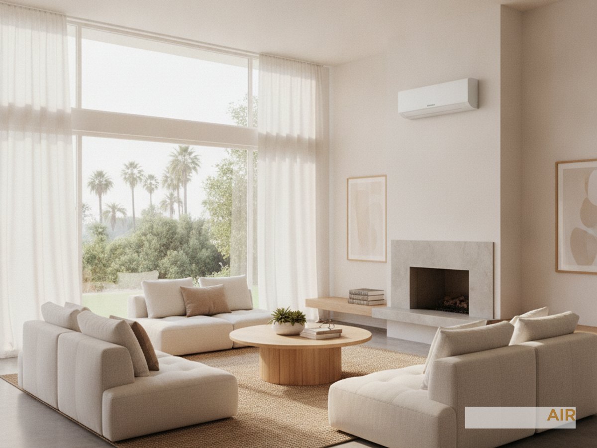 Comfortable modern Southern California living room with a ductless mini-split